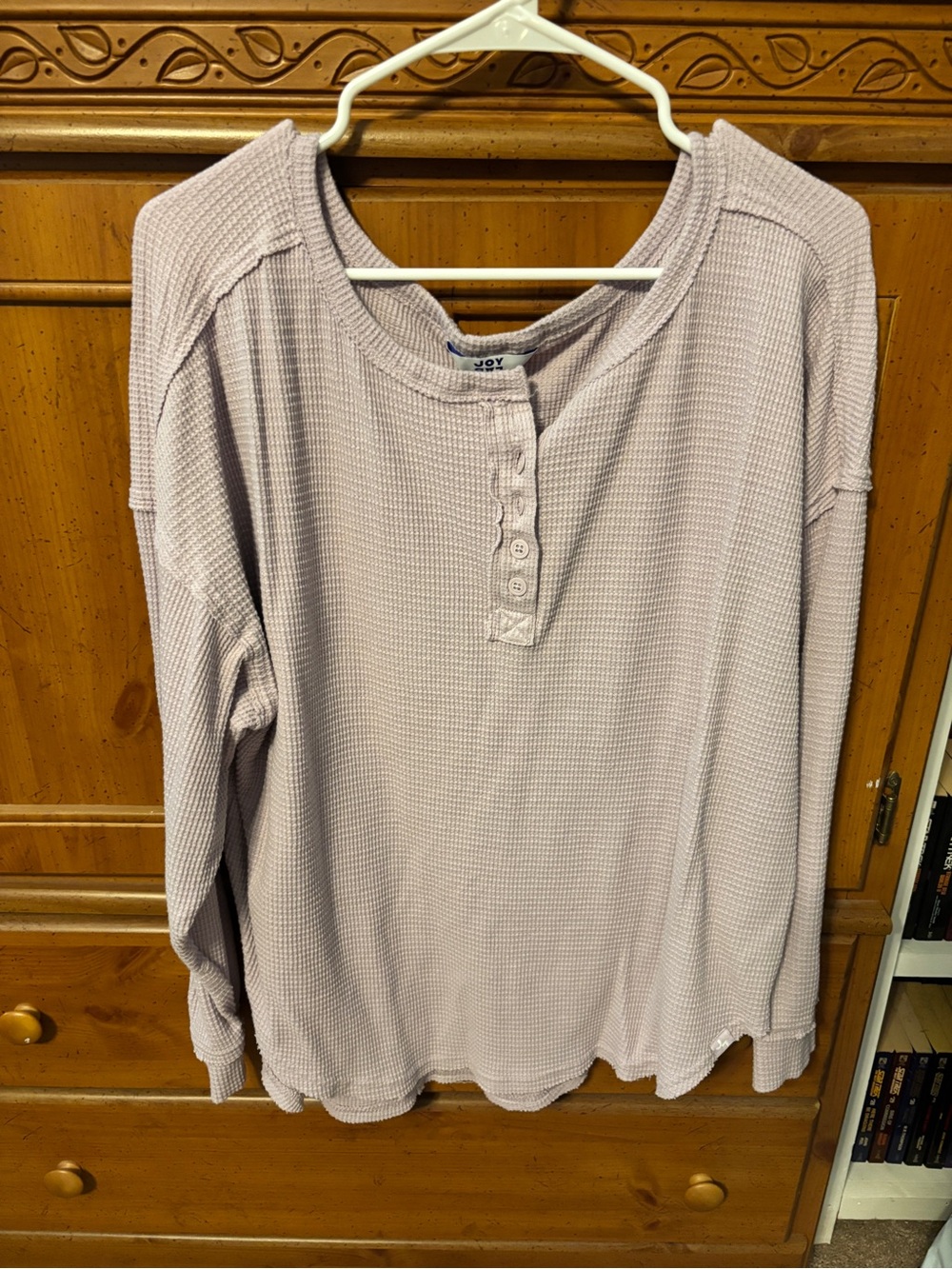 JoyLab Lavender Waffle Henley Long-Sleeve Top
